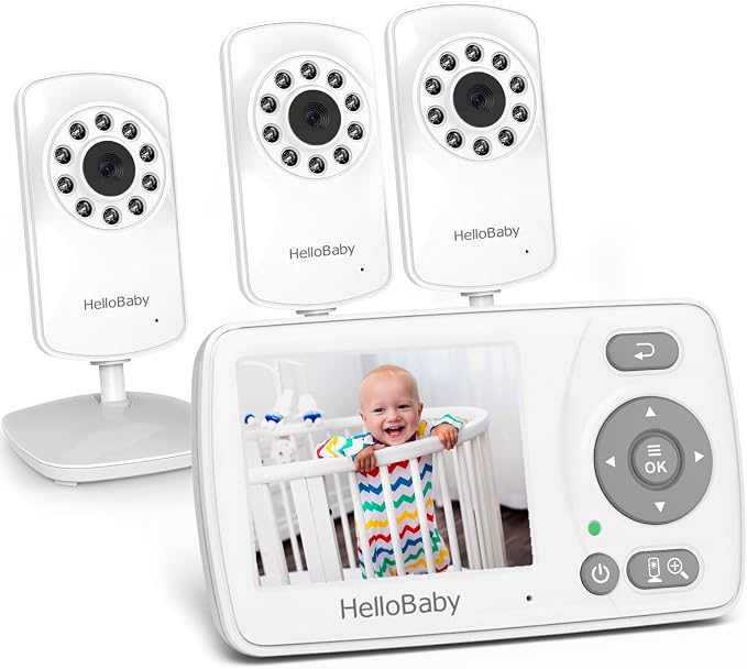 HelloBaby Monitor with 3 Cameras, 2.4'' Portable Travel Screen Baby Monitor No by HelloBaby