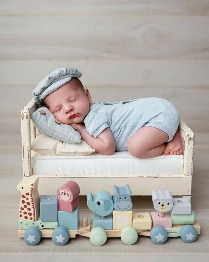Newborn Photography Props Bed Prop White – Mini Wooden Baby Photography Bed - Image 3