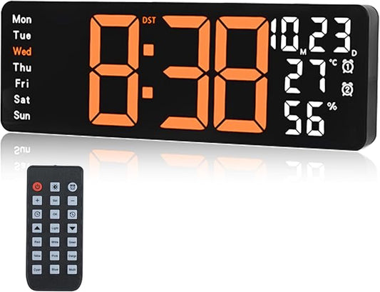 Digital Wall Clock Large Display, 17.3" Digital Clock by Jun-Electron