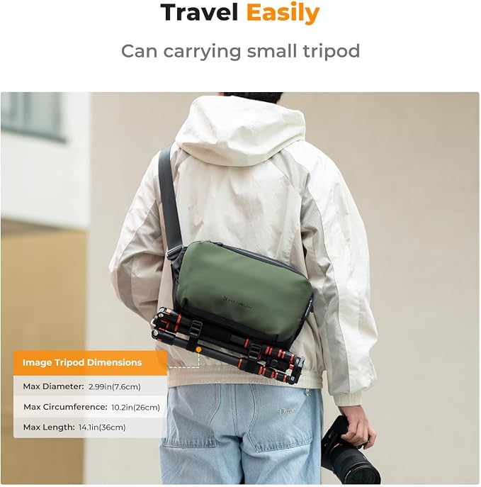 K&F CONCEPT Camera Sling Bag Crossbody Bag Waterproof Camera Shoulder Backpack - Image 5