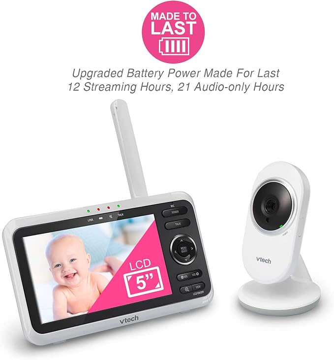 VTech Baby Monitor, No WiFi– 5" Color Screen, 12-Hour Battery, Night Vision - Image 13