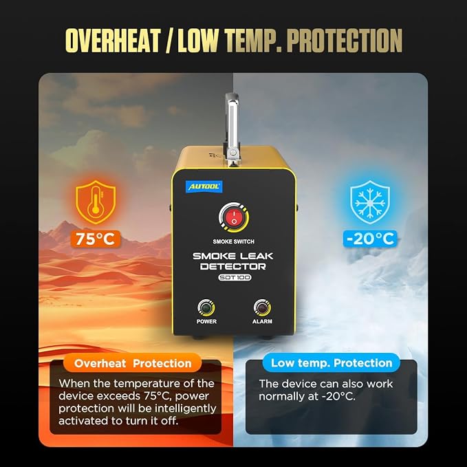 AUTOOL Automotive Smoke Machine Lead Detector DC 12V EVAP Vacuum Diagnostic - Image 4