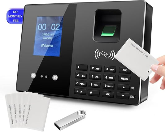 Employee Time Clock, Fingerprint Badge Attendance Machine, 0 Monthly Fee Office by JianBoland