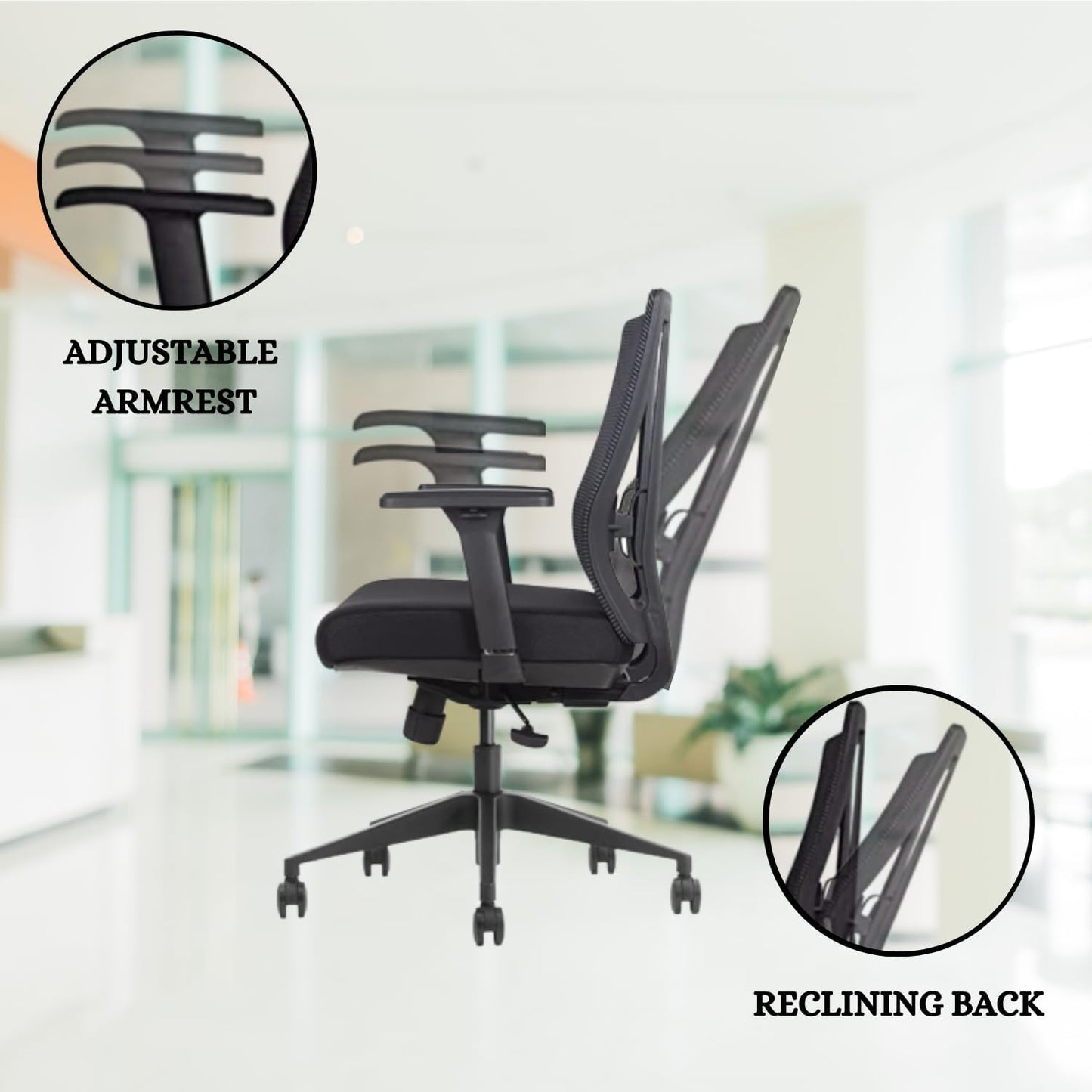 Bitchair Ergonomic Mesh Conference Room Chair - Adjustable Lumbar Support Computer Desk Chair with Height Adjustable Arms - Seat Depth Adjustable Office Chair - (Black) (Pack of 2)
