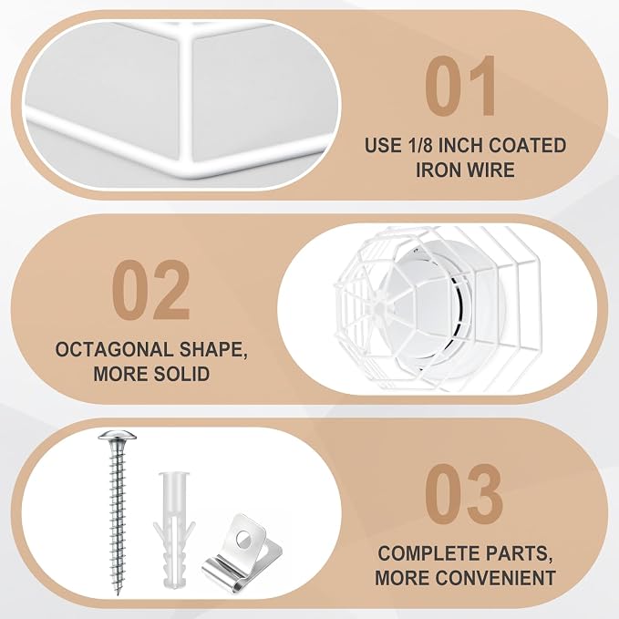 Blulu 2 Pcs Octagonal Smoke Detector Cover Stopper, Smoke Alarm Cage, 7 Inch - Image 3