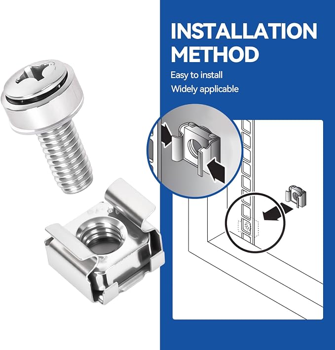 60-Pack 304 Stainless Steel-M6*20mm Rack Mount Screws and Cage Nuts - Image 4