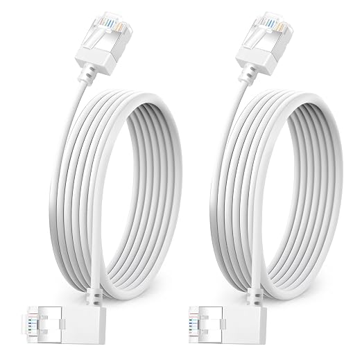 Ultra Slim 90° Degree Cat 6A Ethernet Cable Left Angled 3.3 Feet 2Pack by DUTEVOLNS