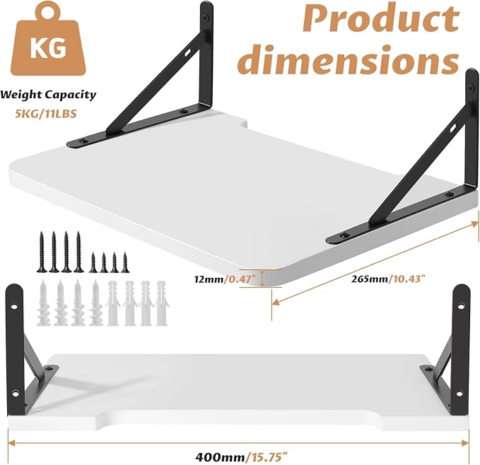 Floating Projector Shelf for Wall, Solid Wood AV Wall Mount Shelf for Router - Image 4