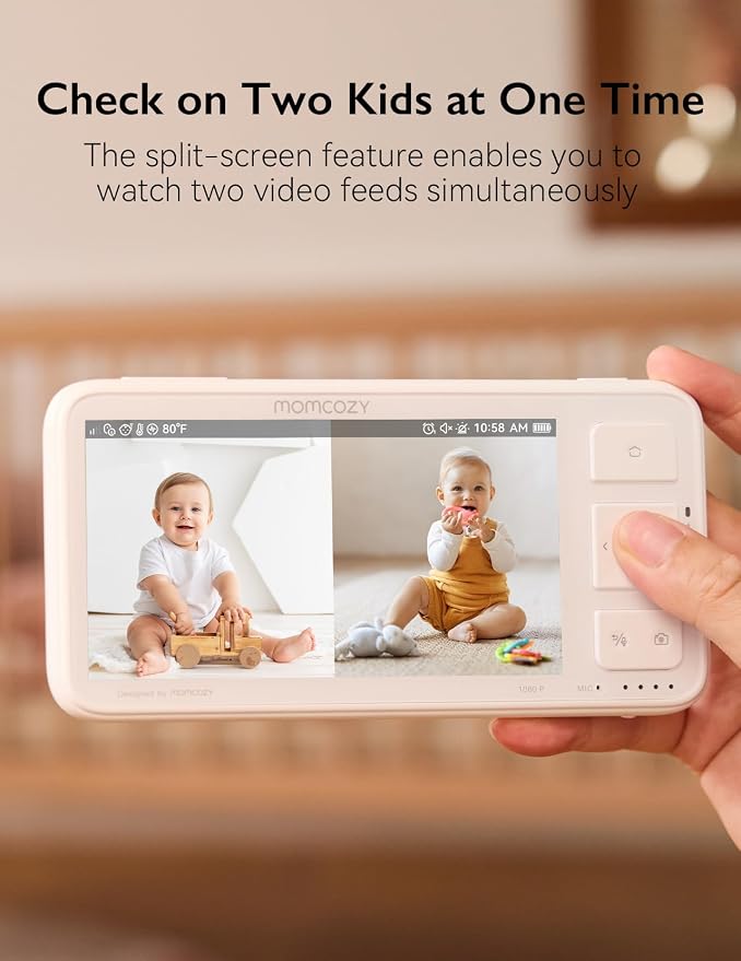 Momcozy Baby Monitor with 2 Cameras 5.5" 1080P Full HD Split Screen Video Baby - Image 3
