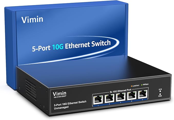 5 Port 10G Ethernet Switch, 10Gbe Network Switch by Vimin