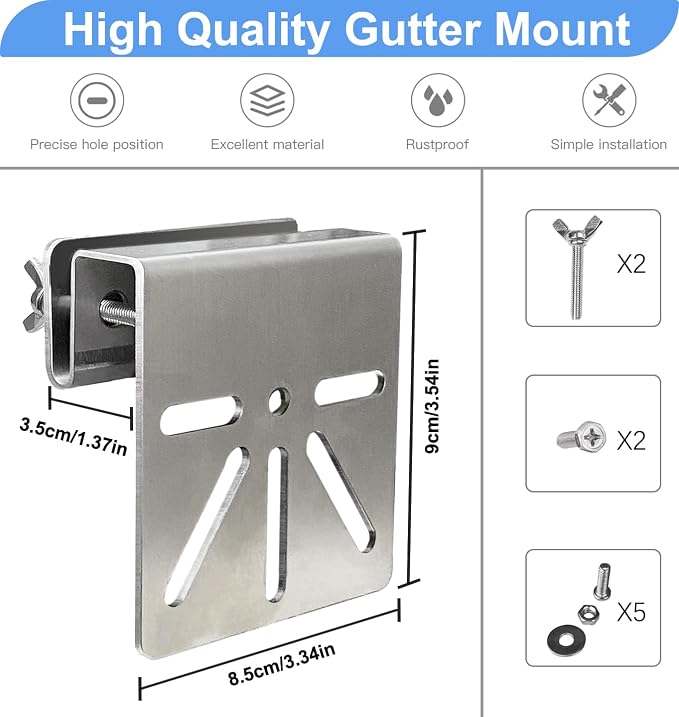 Gutter Mount for Eufy Security SoloCam S340 S330 E30, Stainless Steel - Image 2