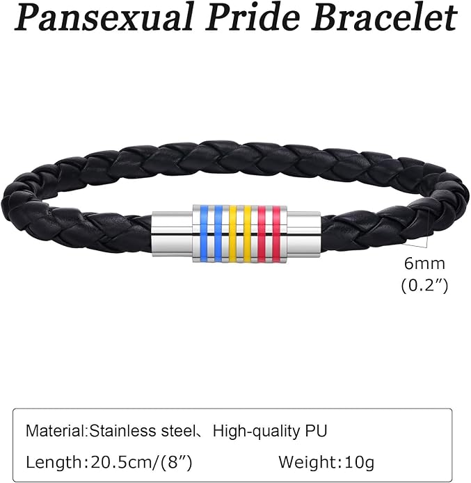 Nanafast Titanium Stainless Steel Rainbow LGBT Pride Bracelet Handmade Braided - Image 2