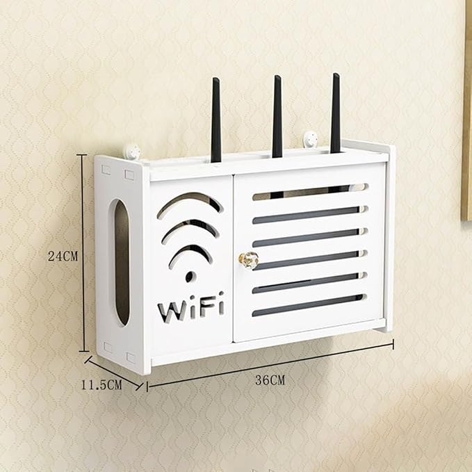 White Plastic Router Storage Box, Wall Mount Cable Organizer - Image 4