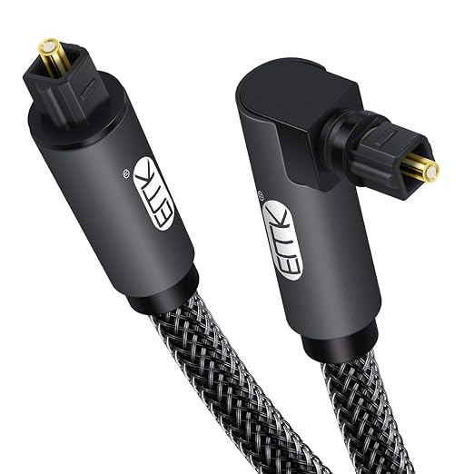 EMK 90 Degree Toslink Optical Cable 360 Degree Free-Rotating Plug Fiber Optic by EMK