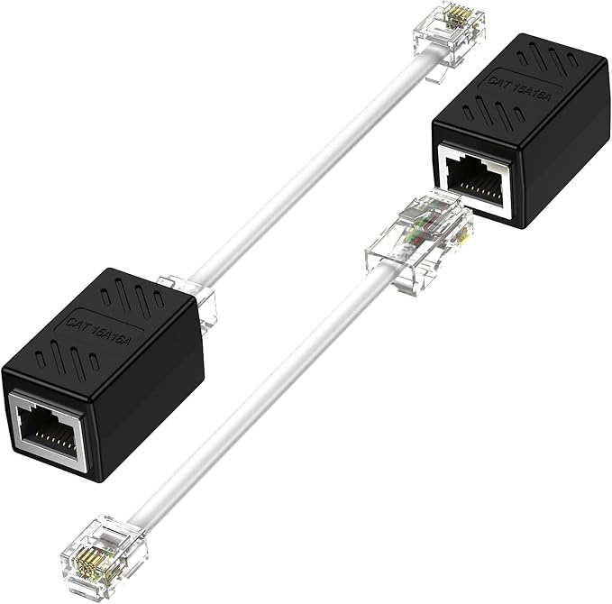 Phone Jack to Ethernet Cable Adapter, RJ45 8P8C Female to RJ11 6P4C Male by XCZZYB