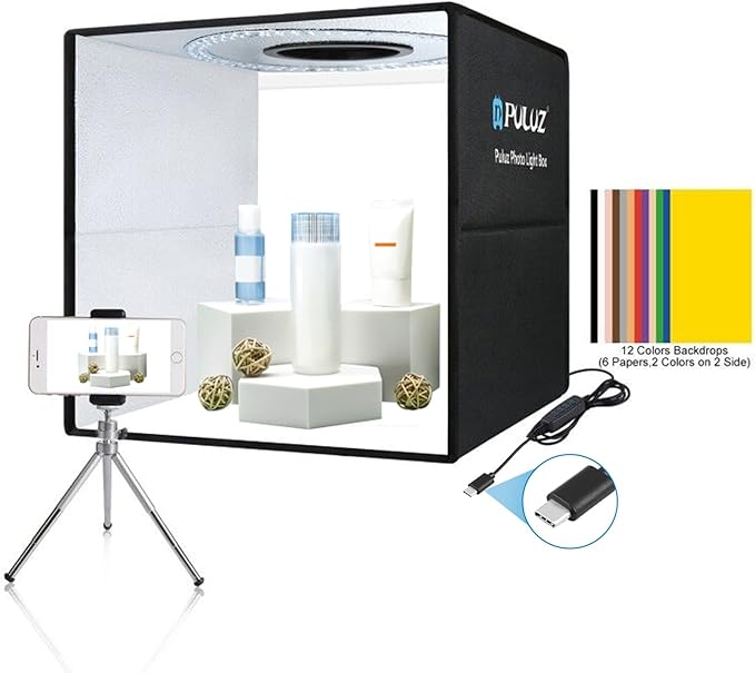 Photo Studio Box, PULUZ 40cm Folding Lightbox 160 LED Ring Light Portable Photo by PULUZ