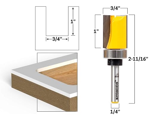 YONICO Flush Trim Router Bit Set 4 Bit 3/4-Inch Diameter 1/4-Inch Shank 14425q - Image 5