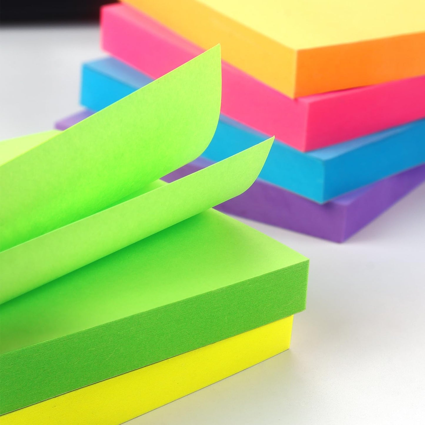Winner Aura 3x3 Inch Bright Colors Self-Stick Sticky Notes, 6 Pack, 100 Sheets per Pad, Total 600 Sheets