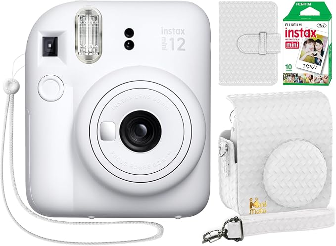 Fujifilm Instax Mini 12 Instant Camera Clay White + Minimate Custom Designed by FUJIFILM