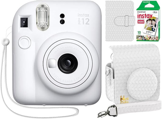 Fujifilm Instax Mini 12 Instant Camera Clay White + Minimate Custom Designed by FUJIFILM