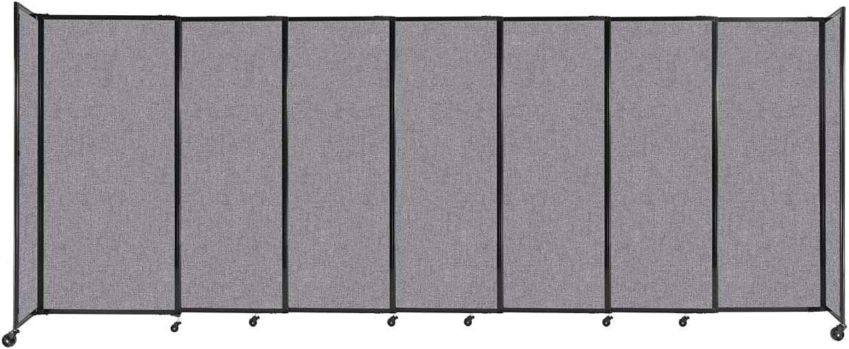 Versare Straightwall Sliding Portable Wall Partition | Freestanding Office Dividers | Locking Wheels | Temporary Room Separator | 15'6'' Wide x 6' Tall Cloud Gray Fabric Panels