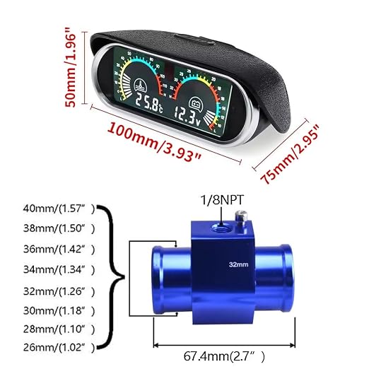 2-in-1 Auto Car LCD Meter Digital Voltage Water Temperature Fuel Gauge - Image 4