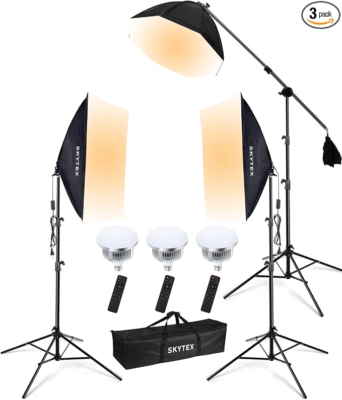 Skytex Softbox Lighting Kit 3Pack 20x28in Soft Box|28in Octa Softbox|85W by skytex