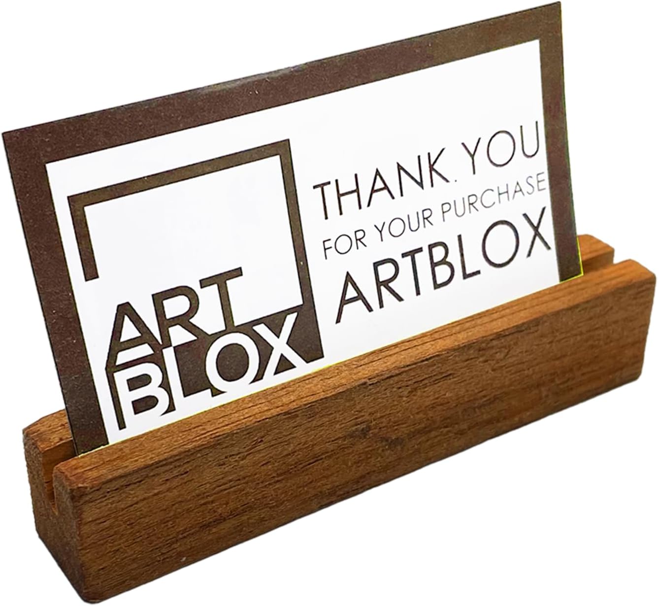 Artblox Personalized Office Desk Name Plate and Business Card Holder | Clear Acrylic Glass with Teak Wood Stand | Purple Orchids Design Customized with Your Name and Credentials Office Desk Decor