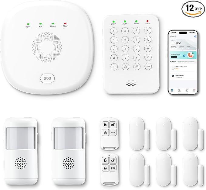 PGST Home Security Systems 12-Piece Kit, WiFi+GSM/4G by PGST