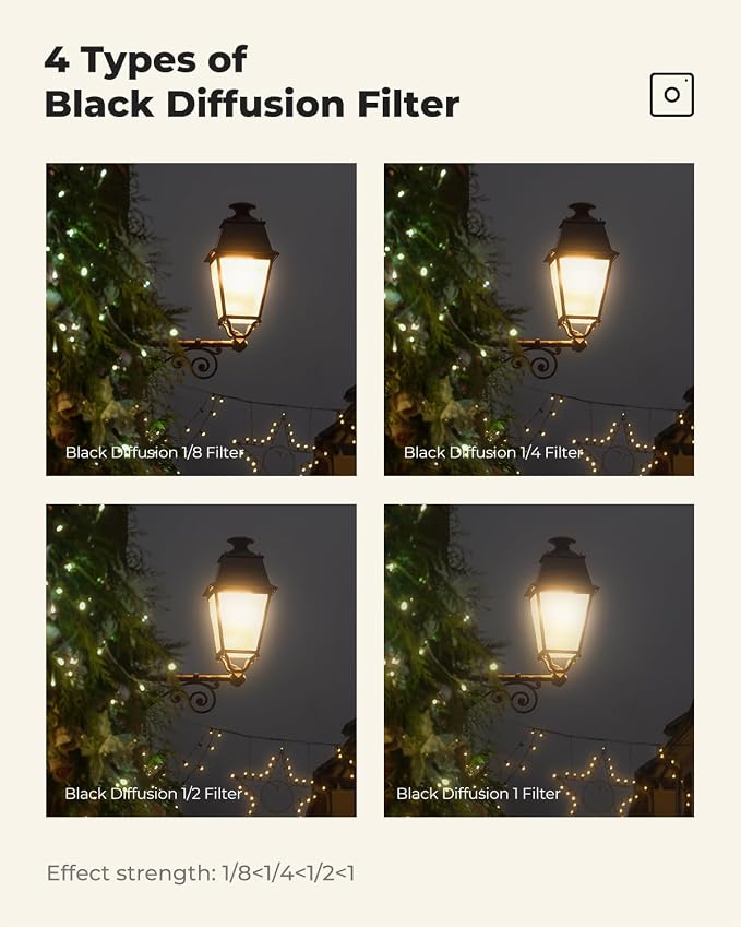 K&F CONCEPT 52mm Black Diffusion 1/2 Filter Mist Cinematic Effect Filter - Image 6