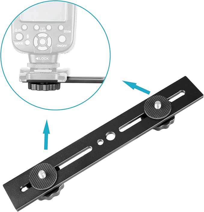 Neewer 8"/20.3cm Dual Camera Mount Tripod Bracket - Image 4
