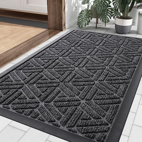 Smiry Front Door Mat Outside Entrance, Low Profile Rubber Doormat by Smiry
