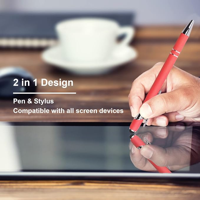 Oddmoal Ballpoint Pen with Stylus Tip, Soft Touch Click Metal Pen, 1.0mm Medium - Image 3