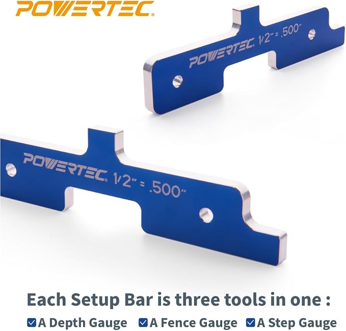 POWERTEC Router Setup Blocks Woodworking 7PC Set, Router Depth Gauge, Aluminum - Image 3
