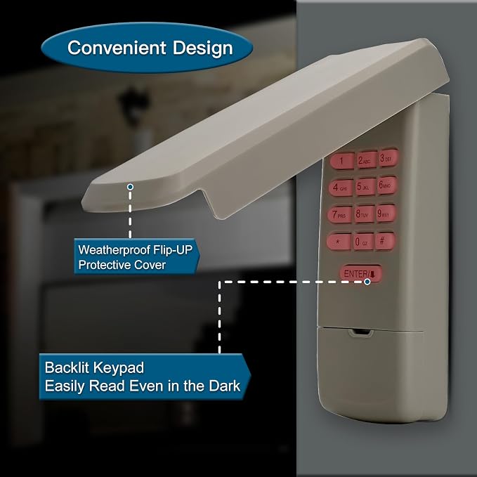 Universal Garage Door keypad for Chamberlain Liftmaster Genie Linear Multi-Code - Image 5