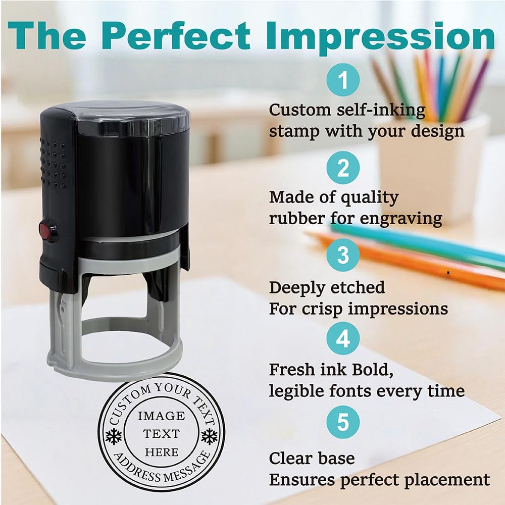 Multi-Size Custom Stamps Self Inking Personalized Logo Name Image Return Address Rubber Stamps for Office Business Personal Use (Rectangle-1.2x2.0inch)