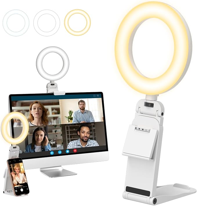 Ring Light for Laptop Desk Clip On, Small Computer Video Conference Lighting by Evershop