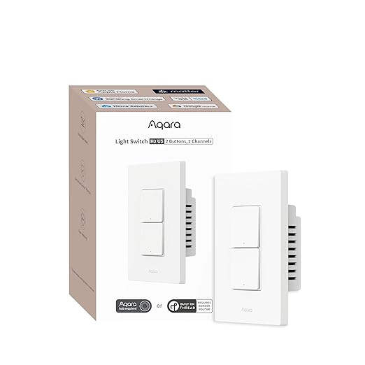 Aqara Smart Light Switch H2, Thread/Zigbee Protocol, Wall Switch by Aqara