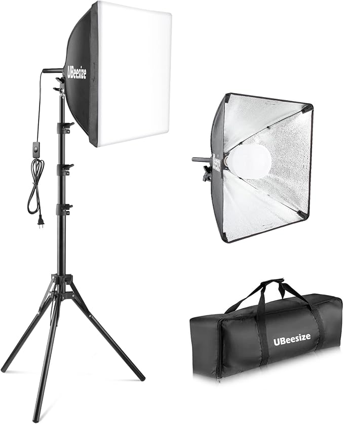 UBeesize Softbox Photography Lighting Kit, 16” x 16” Continuous Lighting Kit by UBeesize