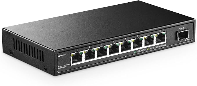 8 Port 2.5G Switch with 10G SFP+, 2.5Gbps Network Hub Ethernet Splitter by YuLinca