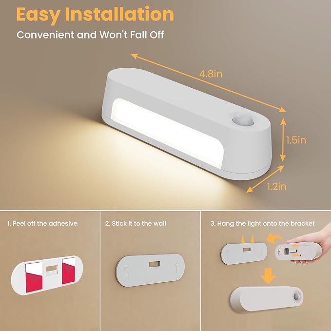 Motion Sensor Night Light, 1800mAh Rechargeable Battery Operated Step Lights - Image 6