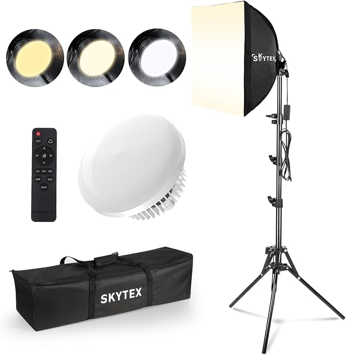 Skytex Softbox Lighting Kit 16x16in Soft Box 1Pack Upgrade 135W 2700-6400K by skytex