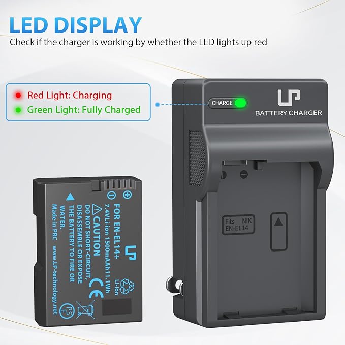 EN-EL14 EN EL14a Battery Charger Pack, LP Charger Compatible - Image 4