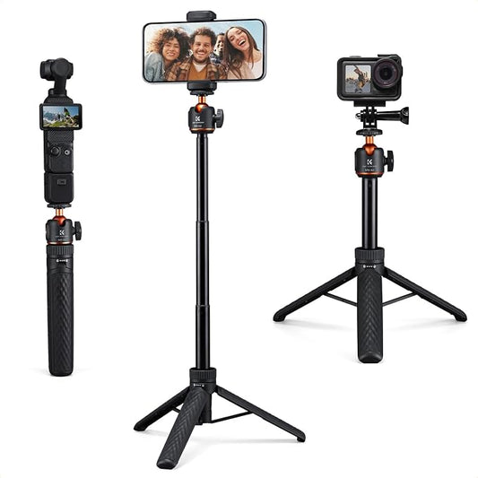 K&F CONCEPT MS62 25.6'' Mini Selfie Stick Tripod Stand, 5 Levels 360° Ball Head by KFCONCEPT