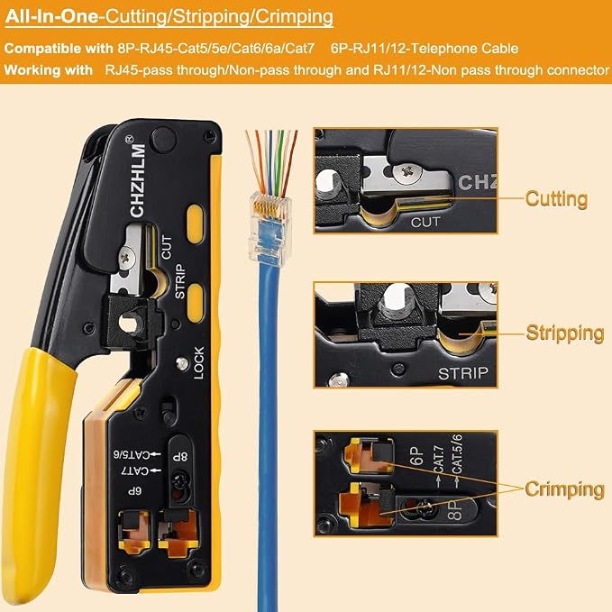 Rj45 Crimp Tool Pass Through Ethernet Crimping Tool kit - Image 2