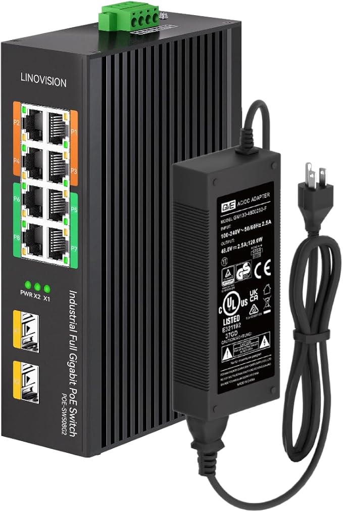 LINOVISION Industrial 8-Port Full Gigabit PoE Switch by LINOVISION%C2%AE