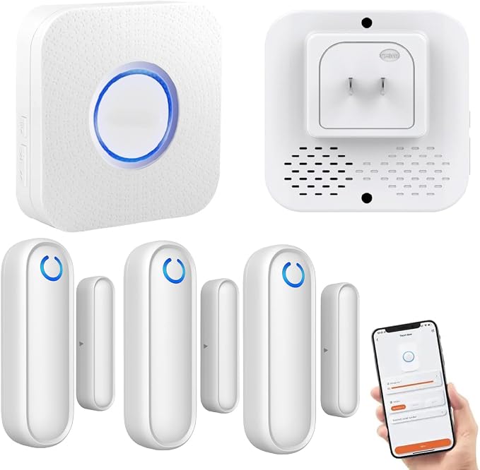 Door Chime with Phone App, WiFi Door Open Contact Sensor Alarm Chime with 600 by Smartconvenientandsafe