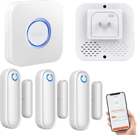 Door Chime with Phone App, WiFi Door Open Contact Sensor Alarm Chime with 600 by Smartconvenientandsafe