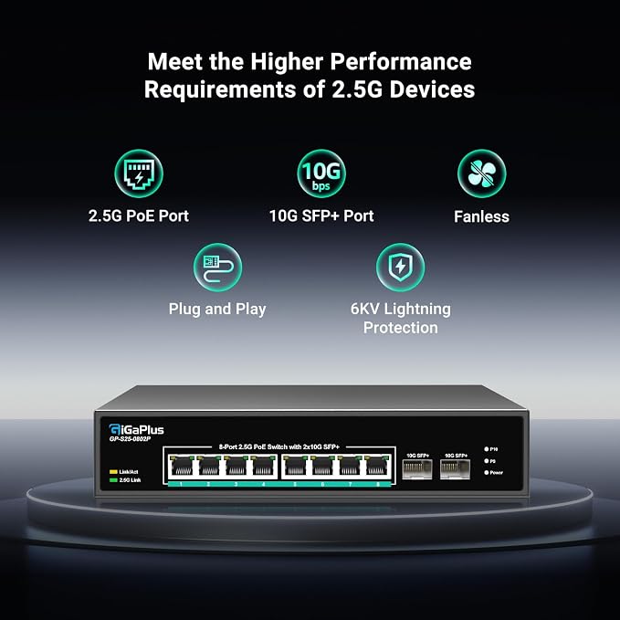 10 Port 2.5Gb Unmanaged PoE Switch - Image 6