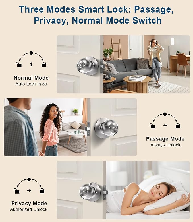 Fingerprint Door Lock, Smart Fingerprint Door Knob - Image 6